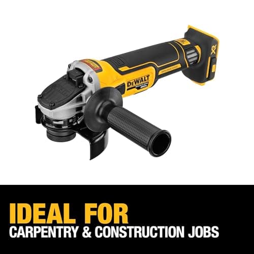 DEWALT 20V MAX* XR Angle Grinder with Kickback Brake, Slide Switch, 4-1/2-Inch, Tool Only (DCG405B)