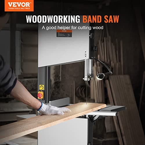 VEVOR Band Saw, 14-Inch, 480-960 RPM Continuously Viable Benchtop Bandsaw, 1100W 1-1/2HP Motor, with Optimized Work Light Workbench Stand Cabinet Assembly and Miter Gauge, for Woodworking Aluminum