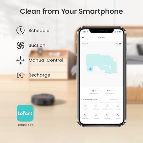Lefant M210 Pro Robot Vacuum, Slim & Quiet, 3 Adjustable Suction Levels, 120 Min Runtime, Freemove 3.0, WiFi/App/Alexa, 6 Modes for Pet Hair, Hard Floors & Low Carpets, Self-Charging, Gray