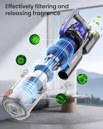 Cordless Vacuum Cleaner, 45KPA 550W 65Mins Cordless Vacuum with Dual Handle, Stick Vacuum with Aroma Tablet, Anti-Tangle Brush, Rechargeable Wireless Vacumm for Carpets/Hard Floors/Pet Hair