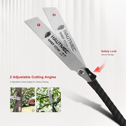 HAUTMEC Folding Japanese Pull Saw, 9-Inch Hand Wood Saw with SK5 Blade, 17TPI Sharp Trapezoid Teeth, Dual Cutting Angle, Pro Handsaw for Fine & Fast Cuts – HT0312