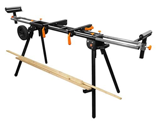 Evolution Power Tools R185SMS+ 7-1/4" Multi-Material Compound Sliding Miter Saw Plus & WEN MSA330 Collapsible Rolling Miter Saw Stand with 3 Onboard Outlets