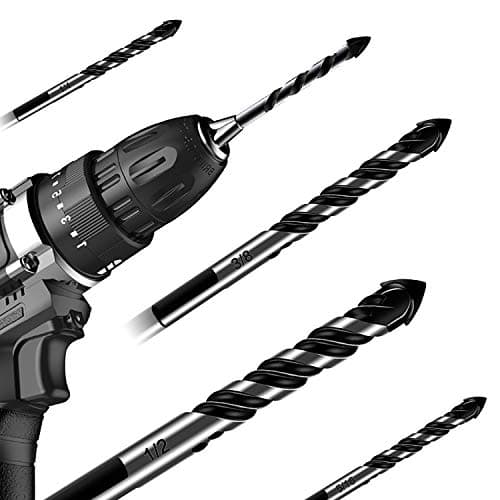 10-Piece Masonry Drill Bit Set for Concrete Tile Glass Ceramic Brick,1/8 to 1/2 Inch Drilling Bits with Triangle Handle,Tungsten Steel Alloy Tip.（Black）