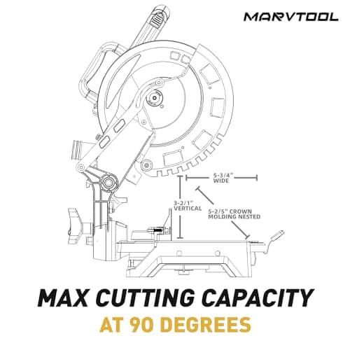 10-inch Compound Miter Saw, 5000RPM, 15 Amp, Single Bevel 0-45° with Extension Table, 36T Blade, Power Saw for Metal, Plastic, Wood, Laminates