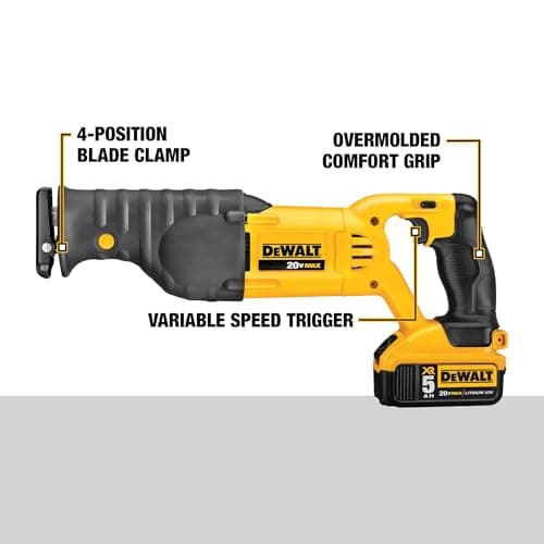 DEWALT 20V MAX* Cordless Reciprocating Saw, Battery and Charger Included (DCS380P1)