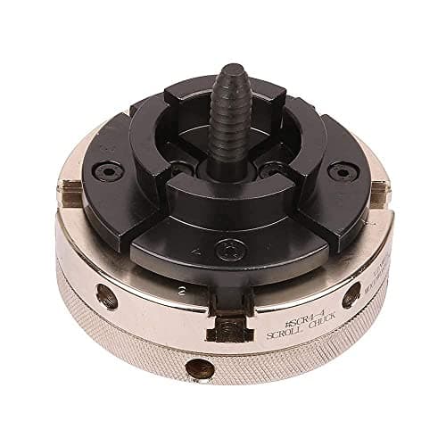 4INCH 4-Jaw Self-Centering Wood Lathe Chuck, 2" Round Jaw Mounted, 1"x8TPI thread & 3/4"x16TPI Adapter, T Allen Wrench, Screw Chuck, SCR4-4, Nickle electric Coating Body