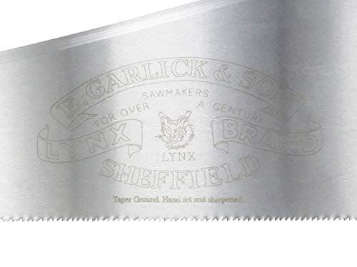 Lynx Garlick Taytools Thomas Flinn British 26” Crosscut Saw with Taper Ground Blade, Stained Beech Handle 10 TPI Filed for Cross Cutting