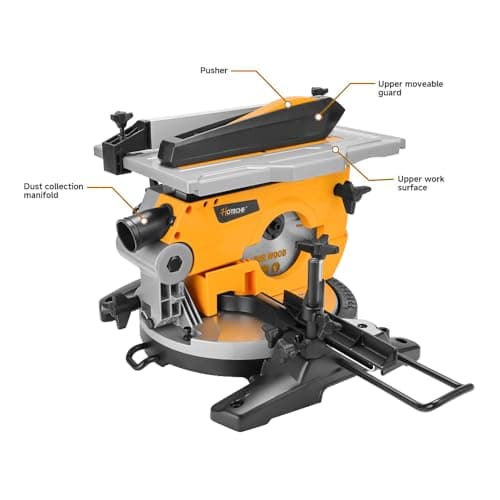 Hoteche 8-1/4-Inch 2-in-1 Compound Miter Saw & Table Saw – 10A Dual-Function Power Tool for Wood and Metal Precision Cutting