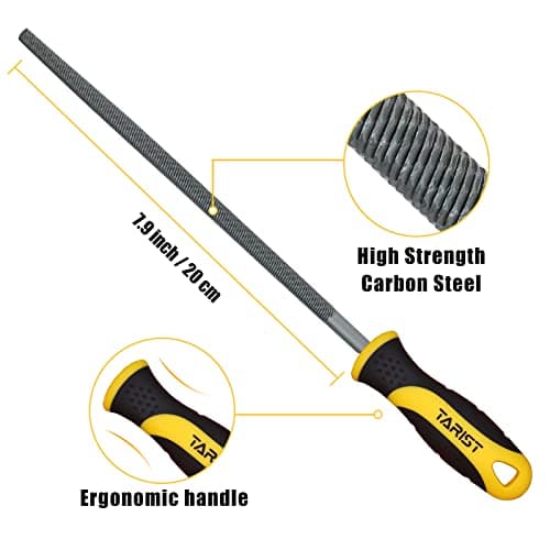 Metal File Set, 3-Piece, 8-inch,Professional Carbon Steel File, Includes Flat/Half-Round/Round,Work for Metal, Wood and More
