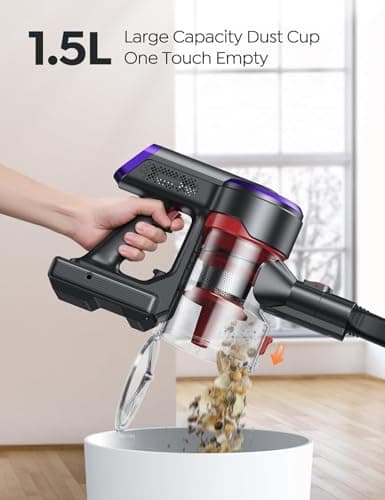 Cordless Vacuum Cleaner, 450W 40Kpa Vacuum Cleaners for Home, Max 55Mins Anti-Tangle Stick Vacuum with Touch Display, Lightweight Handheld Vacuum Cleaner for Hardwood Floor Carpet Pet Hair