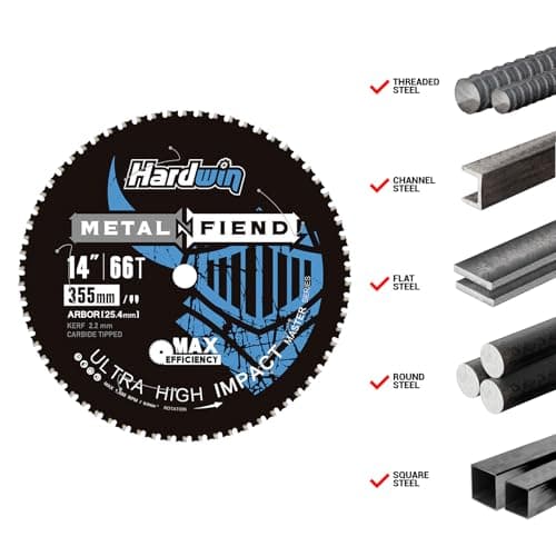 14-Inch Metal Cutting Saw Blade – No Heat, Low Sparks, 66-Tooth Cermet Carbide Tipped, Fits Evolution S14CPS/S15CPS/S355CPS – Thin Kerf for Steel, Angle Iron, Threaded Rod, 1-Inch Arbor