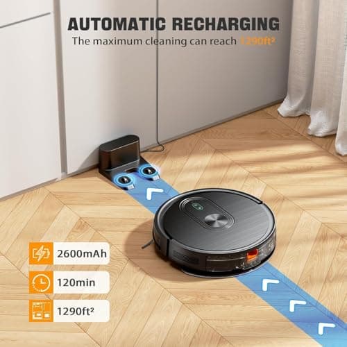 Robot Vacuum and Mop Combo, 2 in 1 Mopping Robotic Vacuum with Schedule, App/Bluetooth/Voice, Max Suction 3200Pa, Self-Charging Robot Vacuum Cleaner, Slim, Ideal for Pet Hair, Hard Floor, Carpet