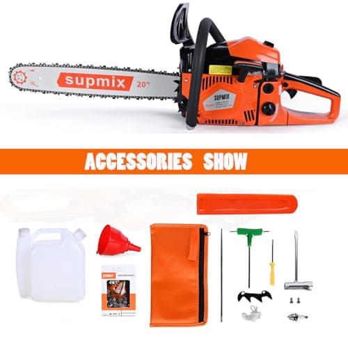 62cc Gas Chainsaw 20 Inch Gas Powered Chainsaws 2-Cycle Petrol Handheld Gasoline Chain Saw Power Saws for Cutting Wood Tree Trimming