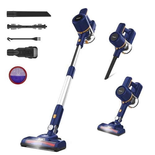 Cordless Vacuum Cleaner, 6-in-1 Multifunction Cordless Vacuum, 210W Powerful Vacuum Cleaner, 6 Cell 2200mAh Stick Vacuum Cordless Rechargeable for Home (Indigo)