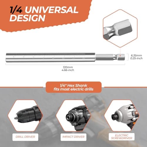 Upgraded 1/4" Hex Shank PVC Pipe Inside Cutter (4 PCS Titanium Coated Saw Blades), PVC Cutting Tool with Scaled Adjustable Depth Gauge for Cutting PVC Pipes, Plastic Pipes