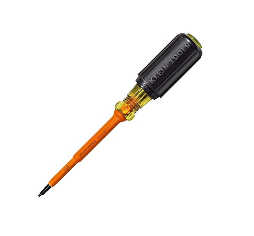 Klein Tools 661-4-INS Insulated Screwdriver, Made in USA, #1 Square Tip with 4-Inch Shank