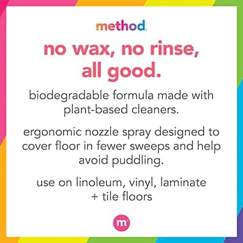 Method Hardwood Floor Cleaner Squirt + Mop Bottle, Spearmint Sage, For Sealed Hardwood and Laminate Floors, 25 Fl Oz (Pack of 6)