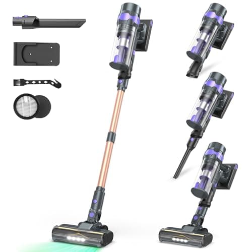 Cordless Vacuum Cleaner, 50Kpa Lightweight Cordless Stick Vacuum, 500W Rechargeable Battery Vacuum with 50min Runtime, LED Display, Stick Vacuum Cleaners for Home Pet Hair Hardfloor Carpet-V2