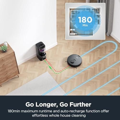 Eureka Robot Vacuum with Bagless Self Emptying Station, Robotic Vacuum Cleaner, 45-Day Capacity, 3000Pa Suction, LiDAR Navigation, NER E10s BK