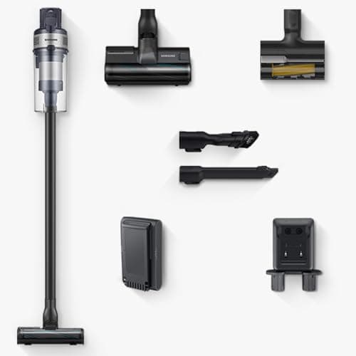 SAMSUNG Jet 75 Pet Cordless Vacuum, Lightweight w/Turbo Action Brush, Pet Tool, Removable Battery, Powerful Cleaning for Hardwood Floors, Carpets, Area Rugs, VS20B75AGR5/AA, Silver