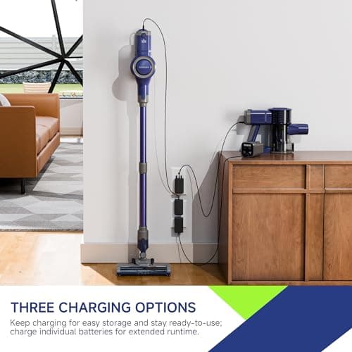 YONNDER Cordless Vacuum Cleaner 40KPA, 6-in-1 Lightweight & Detachable Battery, Powerful Suction for Home, 6-Stage Filtration, Tangle-Free V-Shaped Brush, for Hard Floor/Carpet/Pet Hair