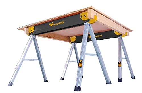 Saw Horses 2 Pack Folding, Heavy Duty Sawhorse Table 2600 Lbs Load Capacity with 2x4 Support Legs, Portable Folding and Fast Open Legs and Easy Grip Handle for Woodworking.