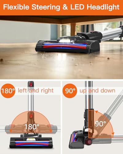 Cordless Vacuum Cleaner,30Kpa Cordless Stick Vacuum with 210W Brushless Motor, 45Mins Runtime, Detachable Battery, Lightweight Vacuum for Hard Floor, Carpet, Pet Hair