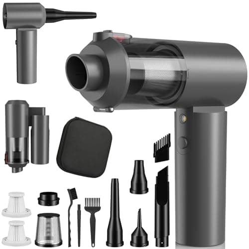 Car Vacuum Portable Cordless with 16000PA Ultra Suction 4-in-1 Foldable ​Air Duster & Brushless Motor Rechargeable Handheld Vacuum for Pet Hair, Car Seats, Home & Office Cleaning