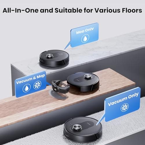Proscenic Q8 Max Robot Vacuum and Mop with Self Emptying for 60 Days, 5,000 Pa Suction, LiDAR Navigation with Home Mapping, 200 Min Run, Auto Self-Charging, WiFi APP Control for Floor