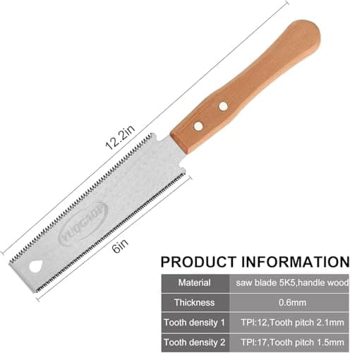 Japanese Pull Saw, Hand Saw With Double Edges of 11/17 TPI, SK5 Flexible Blade Flush Cut Saw for Wood Cutting