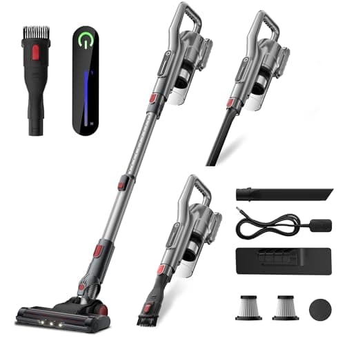 Cordless Vacuum Cleaner, Lightweight Stick Vacuum Cordless Rechargeable with LED Touch Screen, 2 Modes Powerful Suction Vacuum Cleaners for Home Pet Hair, Carpets, Hardwood Floors