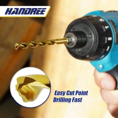 JEFE HEX 15 Pcs Hex Shank Drill Bit Set, HSS Impact Driver Bit Set for Metal, Quick Change Design, Titanium Twist Drill Bits for Steel, Aluminum, Copper, Plastic, Sizes from 1/16" to 3/8" DIY