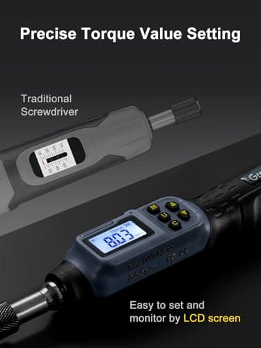 GROWNEER Digital Torque Screwdriver, 2.66-53.1 In-lbs/0.3-6 Nm, 1/4'' Drive Inch Pound Torque Screwdriver Electrician with Buzzer & LED Indicator, 27 In 1 Torque Wrench Screwdriver Set