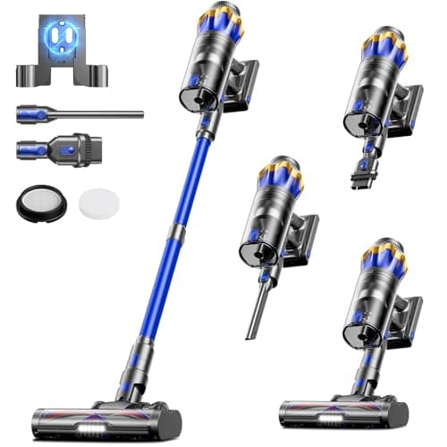 Cordless Vacuum Cleaner, Upgraded 580W 48KPA 65Mins Cordless Stick Vacuum Cleaner with Self-Standing and Touch Screen, Anti-tangle Wireless Vacumm, Vacuum Cleaners for Home/Pet Hair/Carpets/Floors