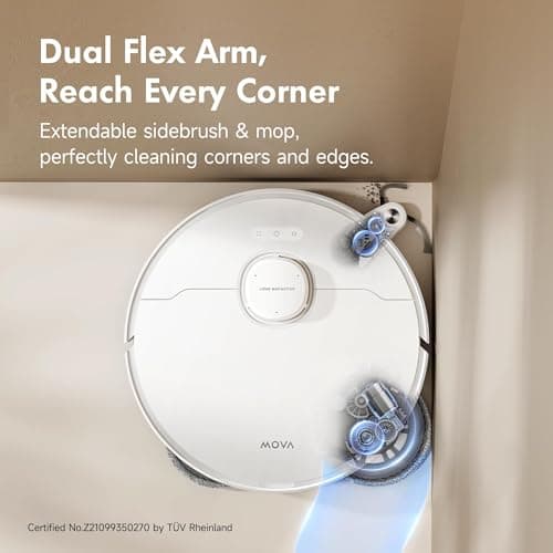 Mova P10 Pro Ultra Robot Vacuum and Mop 13,000Pa Suction, 140°F Hot Water Auto Mop Washing & Drying, Dual Spinning Extenable Mop,10.5mm Lifting for Carpet, 360°Obstacle Avoidance, App Control