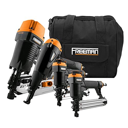 Freeman P4FRFNCB Pneumatic Framing and Finishing Nailer and Stapler Kit with Bag (4-Piece) & PTTO Air Tool Oil, 8 oz.