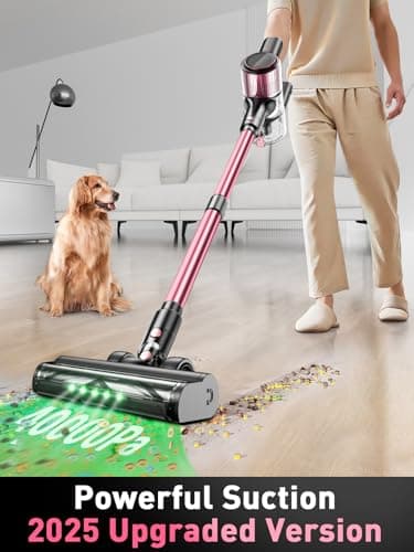 Cordless Vacuum Cleaner, 8 in 1 Vacuum Cleaner for Home with LED Display, 3 Suction Modes, Anti-Tangle Brush, 45mins Runtime Lightweight Stick Vacuum for Home Hardwood Floor, Pet Hair, Carpet