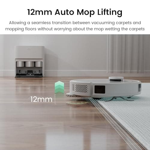 Robot Vacuum with All-in-One Station, Dual Mops with 12 mm Auto-Lift and Carpet Detection, Auto Dust Collection, 6000 Pa Suction, 180 Mins Runtime, Auto Mop Washing & Drying