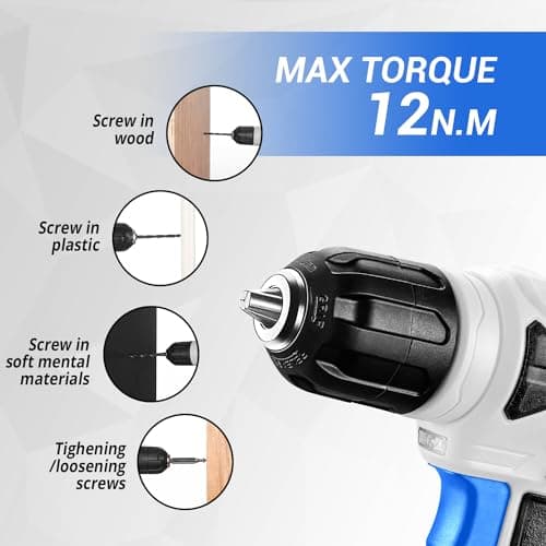DEKOPRO Drill Set: Tool Set with 8V Blue Cordless Drill, Home Tool Kit with Drill, Hand Tool Kits for Men & Women 126 Piece