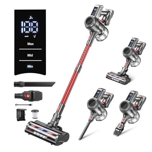 Cordless Vacuum Cleaner, 40Kpa 450W Powerful Stick Vacuum with 50Mins Runtime, Smart Display Vacuum with 1.5L Dust Cup,Vacuum Cleaners for Home with Brushless Motor for Hardwood Floor Carpet, Pet Hair