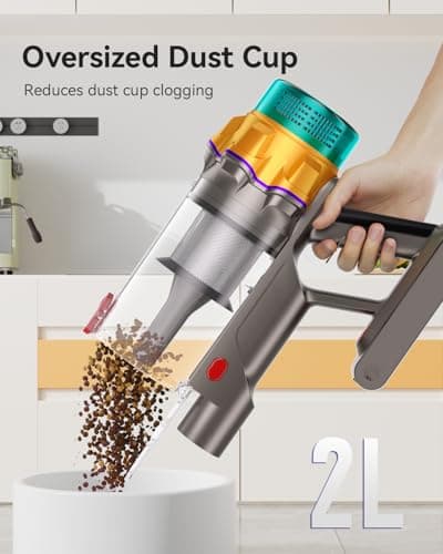 Cordless Vacuum Cleaner, 48KPA 550W 65Mins Self-Standing Vacuum Cleaners for Home, Cordless Stick Vacuum with Oversized Dust Cup, Rechargeable Vacuum for Hardwood Floor, Carpet, Pet Hair