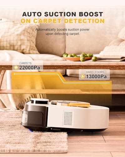 Robot Vacuum Cleaner, 22,000Pa Ultra-Strong Suction - Automatic Robot Vacuum for Pet Hair & Carpets, Tangle-Free Cleaning, Smart Mapping with LiDAR Navigation, App Controlled Vacuum Robot