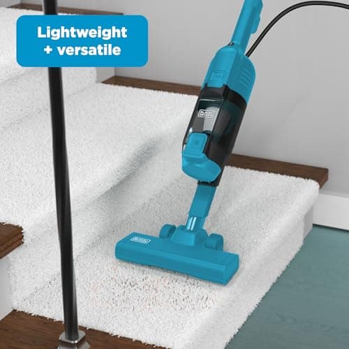 BLACK+DECKER Powerseries Lite Corded 3 in 1 Stick Vacuum, Upright to Hand-Vac Multi Surface, HEPA Filtration, Powerful 12k Pa, Ideal for Hard Floor, Low Carpet, Pet Hair Home & Office use, Blue
