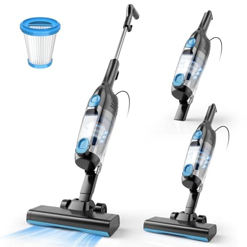 Vazone R6X Corded Stick Vacuum Cleaners for Home, 30000pa Powerful Suction Stick Vacuum with 16Ft Cord, 2 in 1 Lightweight Vacuum Cleaner for Hard Floor Pet Hair (Blue)