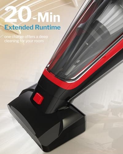 Pet Hair Handheld Vacuum, Car Vacuum Portable Cordless Rechargeable with Reusable Filter and Motorized Brush for Carpet, Couch & Stairs, Red, 17.4"X 4.6"X 6.6"