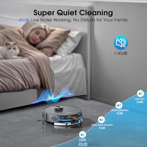 Robot Vacuum and Mop, Mapping Robotic Vacuums Cleaner with LiDAR Navigation Smart & Strong Suction, WiFi/App/Alexa/Voice Control, Obstacle Avoidance, for Home, Wood/Hard Floors, Pet Hair -Grey
