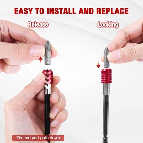 Drill Bit Extension 2/4/6/12’’, Magnetic Bit Holder 4 Pcs, Drill Extension Bit Holder 1/4’’ Hex, Bit Holder for Impact Driver CR-V Steel Quick Release for Screwdriver Bit Nut Drill Socket by XIOGZAXI