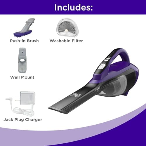 BLACK+DECKER dustbuster furbuster AdvancedClean Cordless Pet Handheld Vacuum, Home and Car Vacuum (HLVA325JP07)