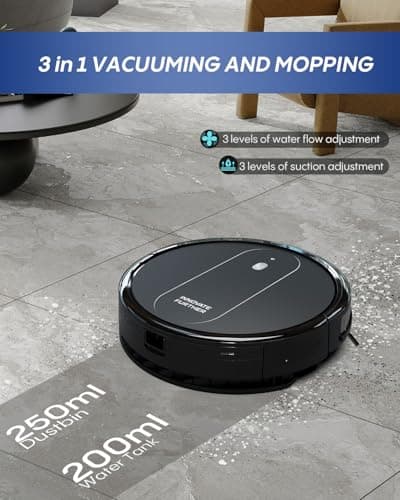 3-in-1 Robot Vacuum and Mop 4000Pa Strong Suction Robot Vacuum Cleaner & Smart Navigation & Alexa/APP Control & Central Brush & Auto Recharge, Vacuum Robot for Pet Hair, Hard Floors & Low-Pile Rugs