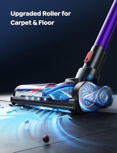 Cordless Vacuum Cleaner, 450W 40Kpa Vacuum Cleaners for Home, Max 55Mins Anti-Tangle Stick Vacuum with Touch Display, Lightweight Handheld Vacuum Cleaner for Hardwood Floor Carpet Pet Hair